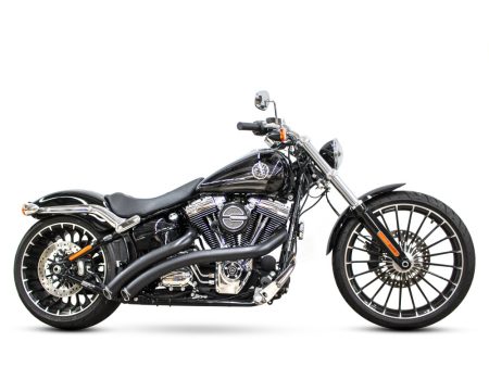 Radical Radius Exhaust - Black with Black End Caps. Fits Softail Breakout 2013-2017 & Rocker 2008-2011. FREEDOM PERFORMANCE EXHAUST