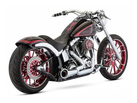 2-into-1 Turnout Exhaust with Chrome Finish & Black End Cap. Fits Softail 1986-2017. FREEDOM PERFORMANCE EXHAUST