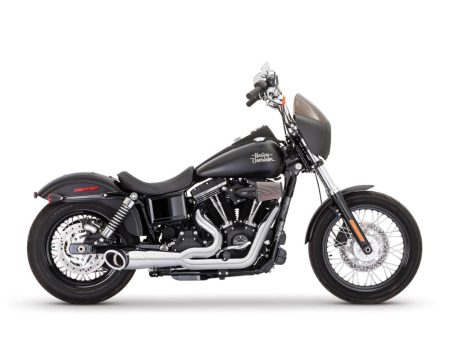 2-into-1 Turnout Exhaust with Chrome Finish & Black End Caps. Fits Dyna 2006-2017. FREEDOM PERFORMANCE EXHAUST