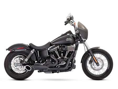 Turnout 2-into-1 Exhaust - Black with Black End Cap. Fits Dyna 2006-2017. FREEDOM PERFORMANCE EXHAUST