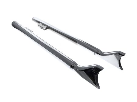 42in. Replacement SharkTail Muffer Set - Chrome. Only Fits Softail 1997-2017 Running Freedom SharkTail Exhaust Systems. FREEDOM PERFORMANCE EXHAUST
