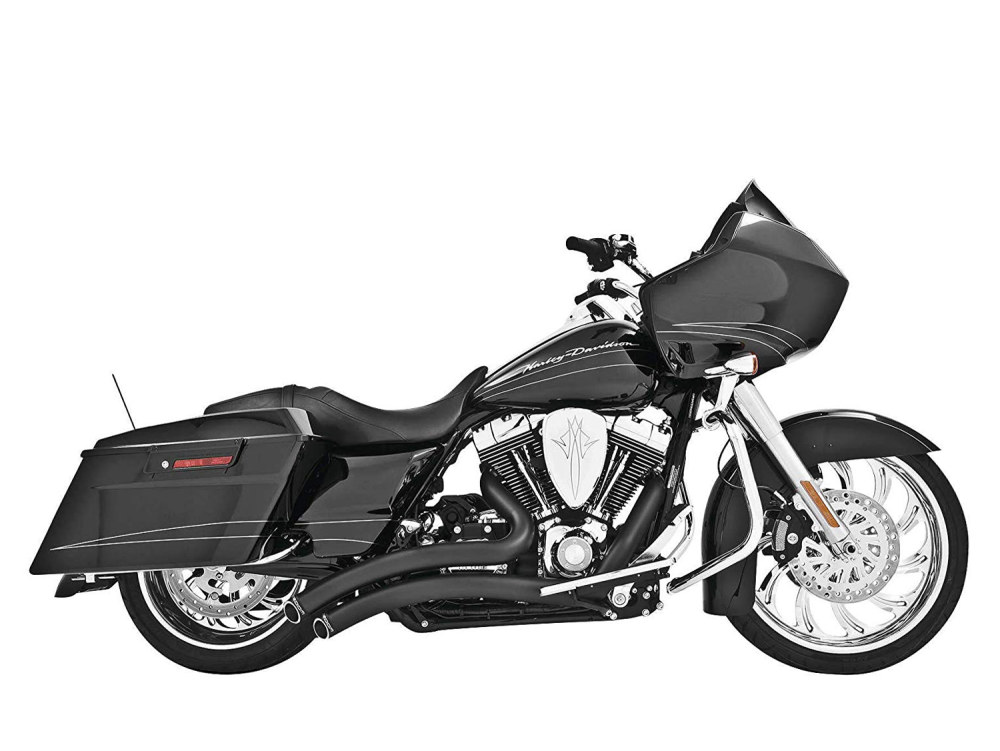 Sharp Curve Radius Exhaust - Black with Black End Caps. Fits Touring 2017up. FREEDOM PERFORMANCE EXHAUST