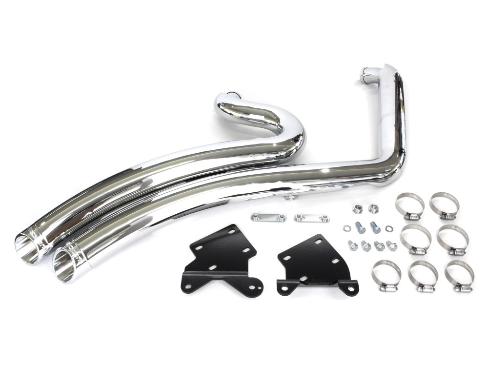 Sharp Curve Radius Exhaust - Chrome with Chrome End Caps. Fits Softail 2018up. FREEDOM PERFORMANCE EXHAUST - Image 3