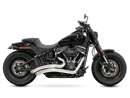 Sharp Curve Radius Exhaust - Chrome with Chrome End Caps. Fits Softail 2018up with Non-240 Rear Tyre FREEDOM PERFORMANCE EXHAUST