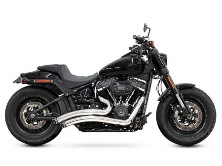 Sharp Curve Radius Exhaust - Chrome with Black End Caps. Fits Softail 2018up. FREEDOM PERFORMANCE EXHAUST