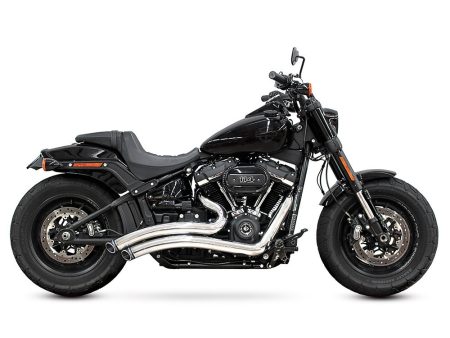 Sharp Curve Radius Exhaust - Chrome with Black End Caps. Fits Softail 2018up with Non-240 Rear Tyre FREEDOM PERFORMANCE EXHAUST