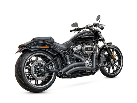 Sharp Curve Radius Exhaust - Black with Black End Caps. Fits Softail 2018up. FREEDOM PERFORMANCE EXHAUST