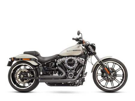 Independence Shorty Exhaust - Black with Black End Caps. Fits Softail 2018up. FREEDOM PERFORMANCE EXHAUST