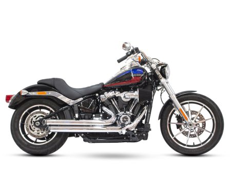 Independence Staggered Slash Exhaust - Chrome with Black End Caps. Fits Softail 2018up. FREEDOM PERFORMANCE EXHAUST