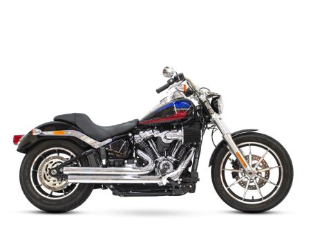 Independence Staggered Exhaust - Chrome with Chrome End Caps. Fits Softail 2018up. FREEDOM PERFORMANCE EXHAUST