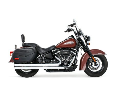 Independence Long Exhaust - Chrome with Chrome End Caps. Fits Softail 2018up. FREEDOM PERFORMANCE EXHAUST