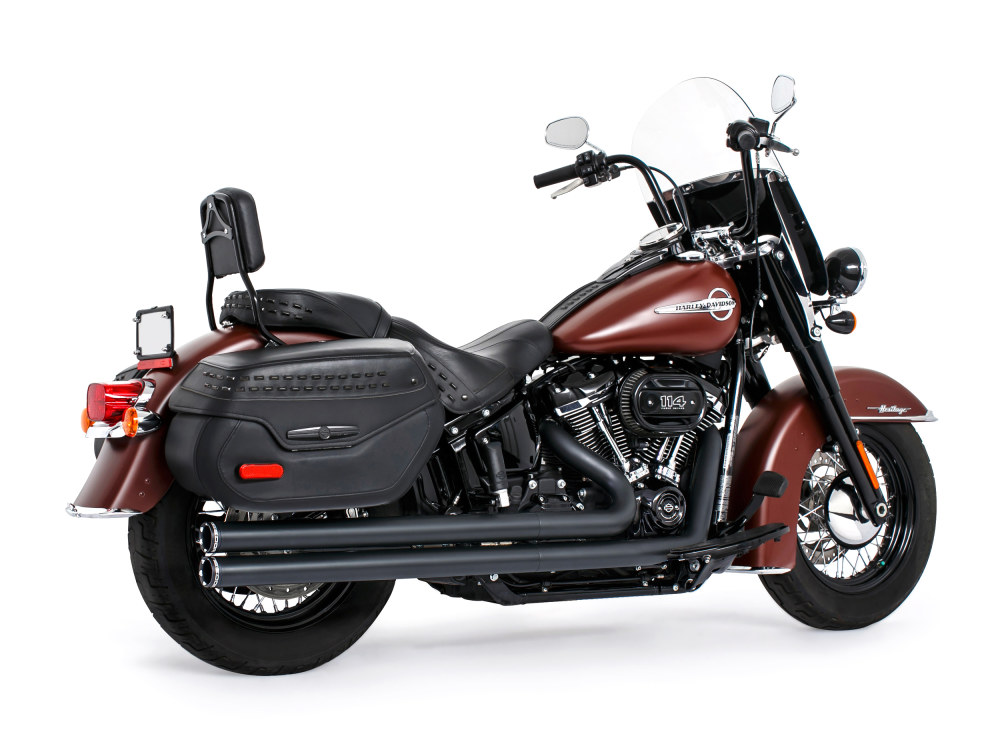 Independence Long Exhaust - Black with Black End Caps. Fits Softail 2018up with Non-240 Rear Tyre FREEDOM PERFORMANCE EXHAUST - Image 2
