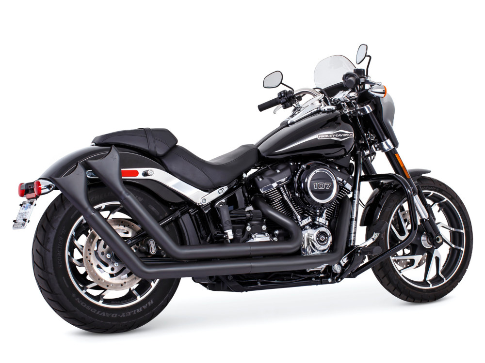 Upsweeps Exhaust - Black with Black Sharktail End Caps. Fits Softail 2018up with Non-240 Rear Tyre FREEDOM PERFORMANCE EXHAUST - Image 2
