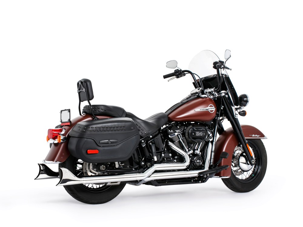 33in. True Dual SharkTail Exhaust - Chrome. Fits Softail 2018up with Non-240 Rear Tyre FREEDOM PERFORMANCE EXHAUST - Image 2