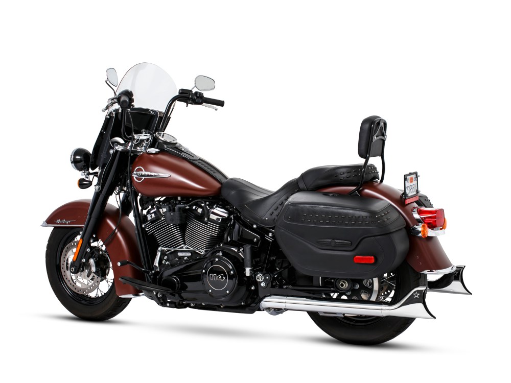 33in. True Dual SharkTail Exhaust - Chrome. Fits Softail 2018up with Non-240 Rear Tyre FREEDOM PERFORMANCE EXHAUST - Image 4