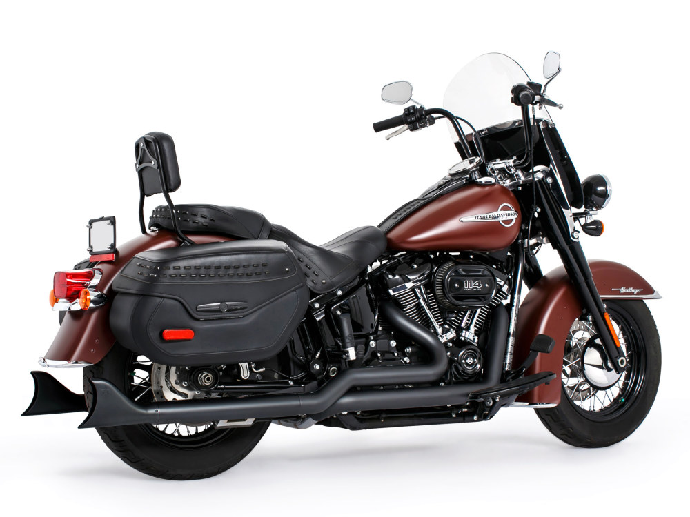 33in. True Dual SharkTail Exhaust - Black. Fits Softail 2018up with Non-240 Rear Tyre FREEDOM PERFORMANCE EXHAUST - Image 2