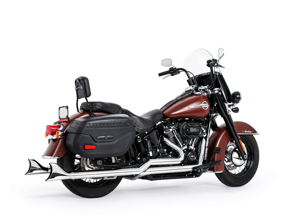 36in. True Dual SharkTail Exhaust - Chrome. Fits Softail 2018up with Non-240 Rear Tyre FREEDOM PERFORMANCE EXHAUST - Image 2