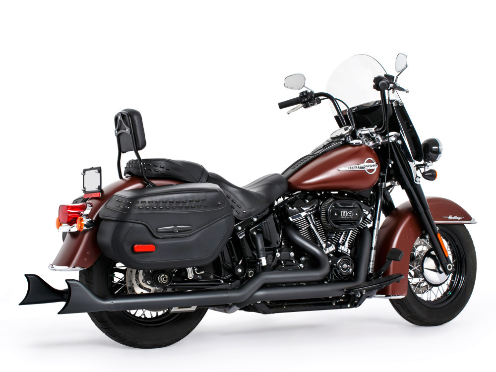 36in. True Dual SharkTail Exhaust - Black. Fits Softail 2018up with Non-240 Rear Tyre FREEDOM PERFORMANCE EXHAUST - Image 2