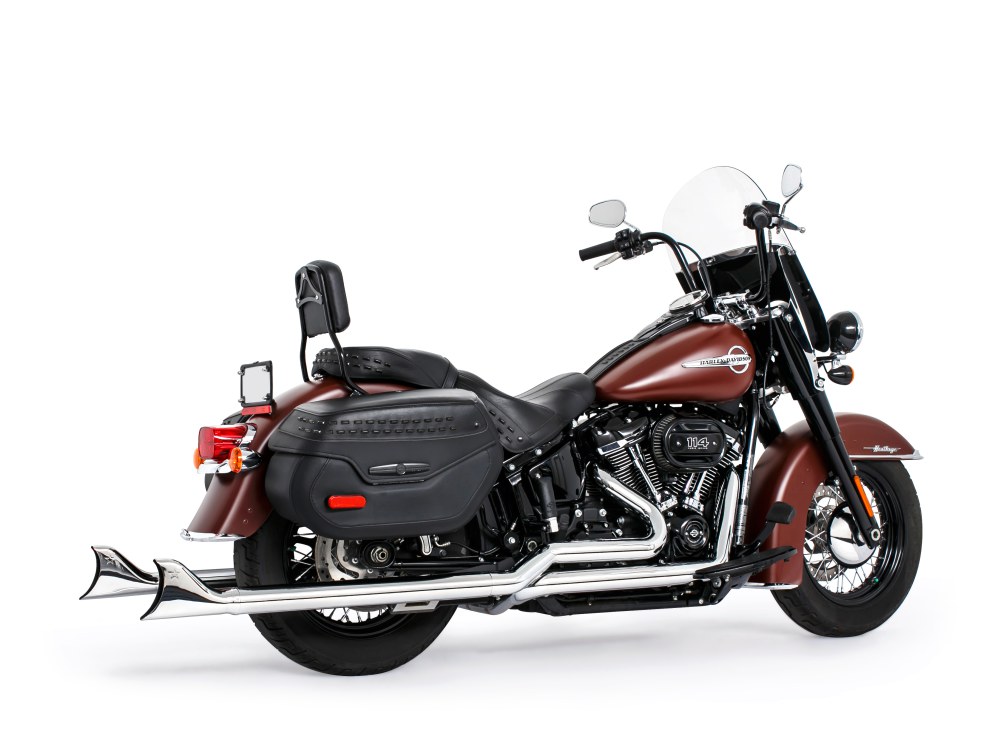 39in. True Dual SharkTail Exhaust - Chrome. Fits Softail 2018up with Non-240 Rear Tyre FREEDOM PERFORMANCE EXHAUST - Image 2