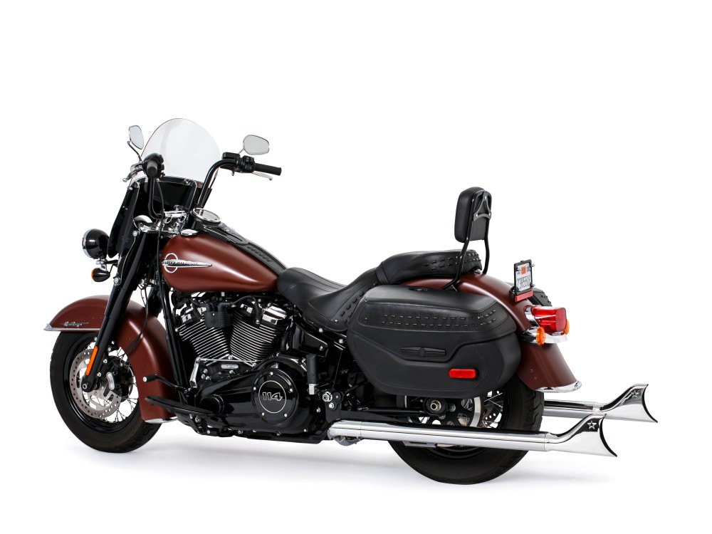 39in. True Dual SharkTail Exhaust - Chrome. Fits Softail 2018up with Non-240 Rear Tyre FREEDOM PERFORMANCE EXHAUST - Image 4