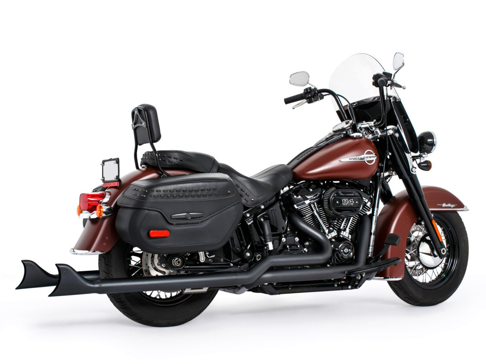 39in. True Dual SharkTail Exhaust - Black. Fits Softail 2018up with Non-240 Rear Tyre FREEDOM PERFORMANCE EXHAUST - Image 2