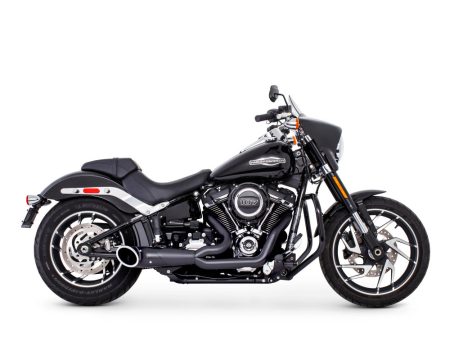 Turnout 2-into-1 Exhaust with Black Finish & Black End Cap. Fits Softail 2018up FREEDOM PERFORMANCE EXHAUST