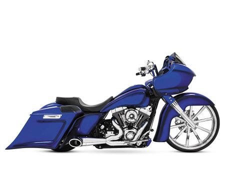 Turnout 2-into-1 Exhaust - Chrome with Black End Cap. Fits Touring 2017up. FREEDOM PERFORMANCE EXHAUST