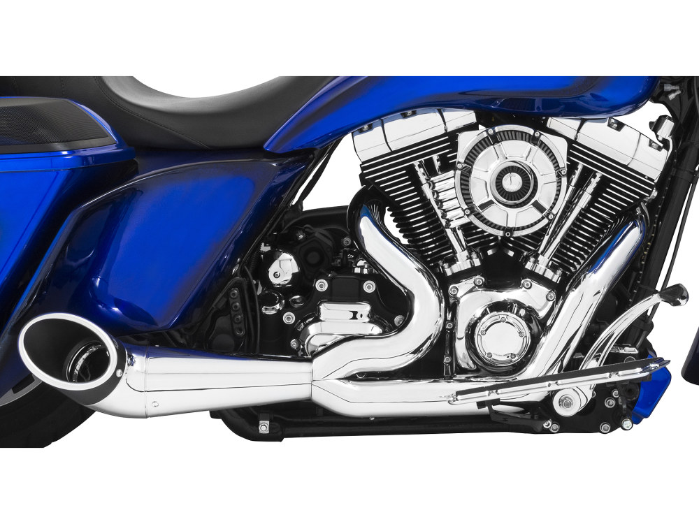 Turnout 2-into-1 Exhaust - Chrome with Black End Cap. Fits Touring 2017up. FREEDOM PERFORMANCE EXHAUST - Image 3