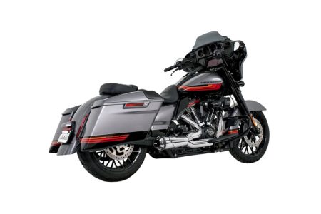 American Outlaw Shorty 2-into-1 Exhaust - Chrome with Black End Cap. Fits Touring 2017up. FREEDOM PERFORMANCE EXHAUST