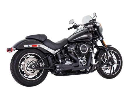 American Outlaw Shorty 2-into-1 Exhaust - Black with Black End Cap. Fits Softail 1986-2017. FREEDOM PERFORMANCE EXHAUST