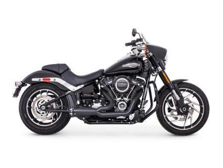 American Outlaw Shorty 2-into-1 Exhaust - Black with Black End Cap. Fits Softail 2018up. FREEDOM PERFORMANCE EXHAUST