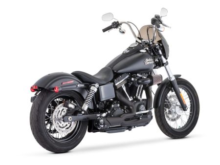 American Outlaw Shorty 2-into-1 Exhaust - Black with Black End Cap. Fits Dyna 2006-2017 & Dyna Switchback 2012-2016 FREEDOM PERFORMANCE EXHAUST