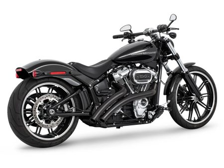 Radical Ground Pounder Exhaust - Black with Black Straight Cut End Caps. Fits Softail 2018up FREEDOM PERFORMANCE EXHAUST