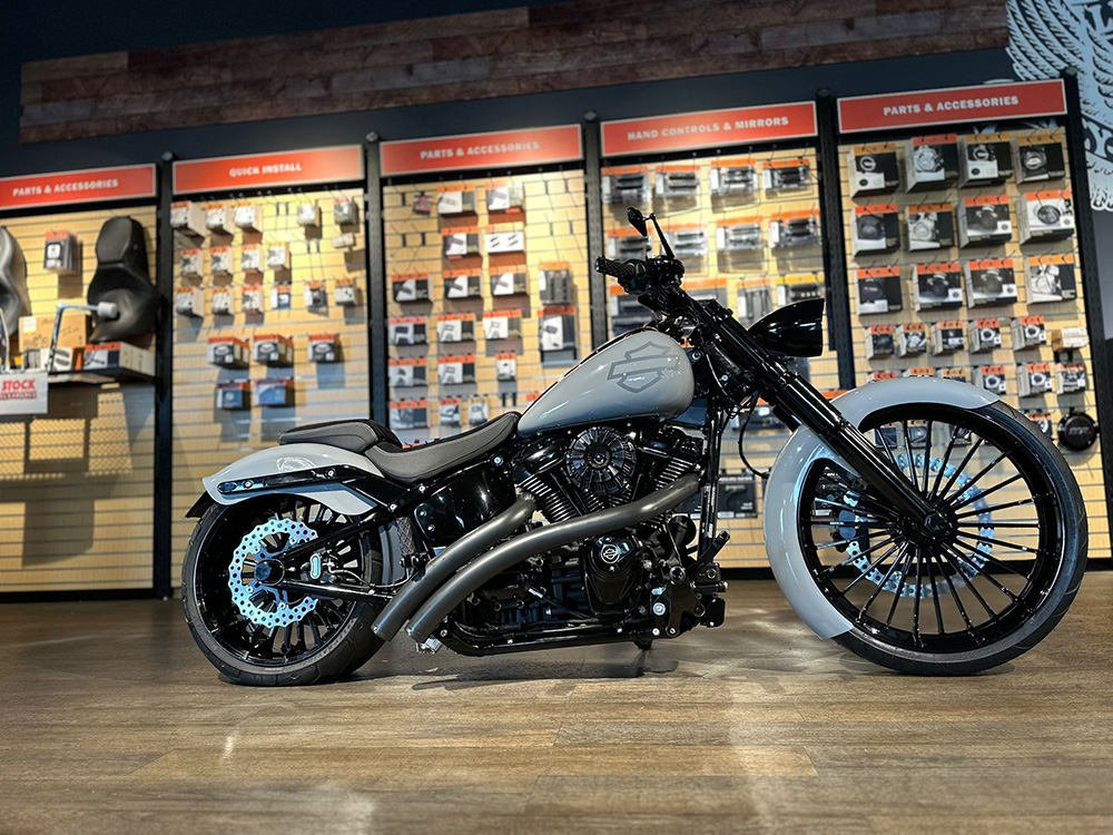 Radical Ground Pounder Exhaust - Black with Black Straight Cut End Caps. Fits Softail 2018up FREEDOM PERFORMANCE EXHAUST - Image 2