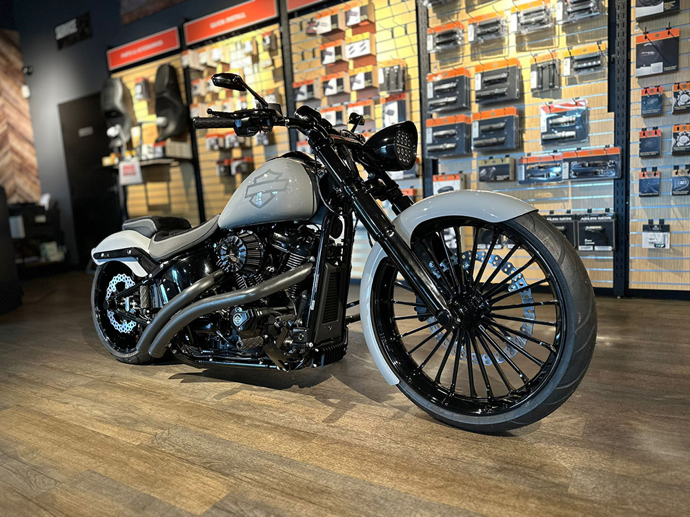 Radical Ground Pounder Exhaust - Black with Black Straight Cut End Caps. Fits Softail 2018up FREEDOM PERFORMANCE EXHAUST - Image 3