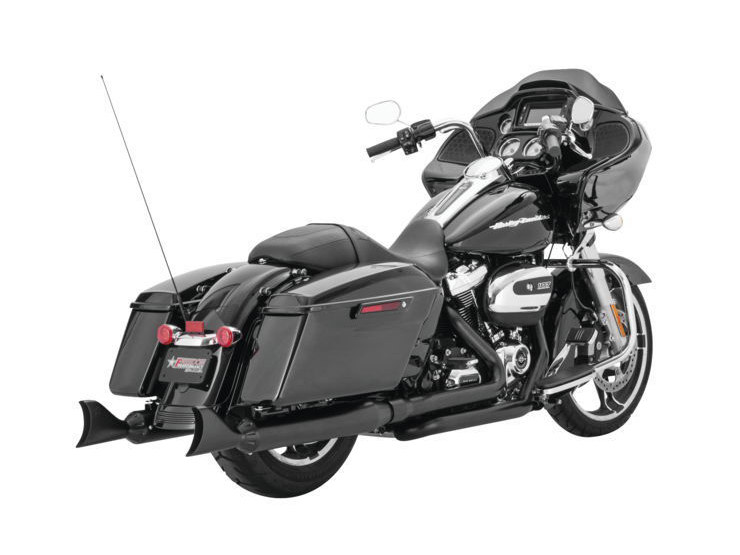 4in. Sharktail Slip-On Mufflers - Black. Fits Touring 2017up. FREEDOM PERFORMANCE EXHAUST