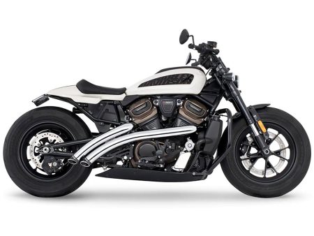 Radical Radius Exhaust - Chrome with Black End Caps. Fits Sportster S 2021-2023 FREEDOM PERFORMANCE EXHAUST