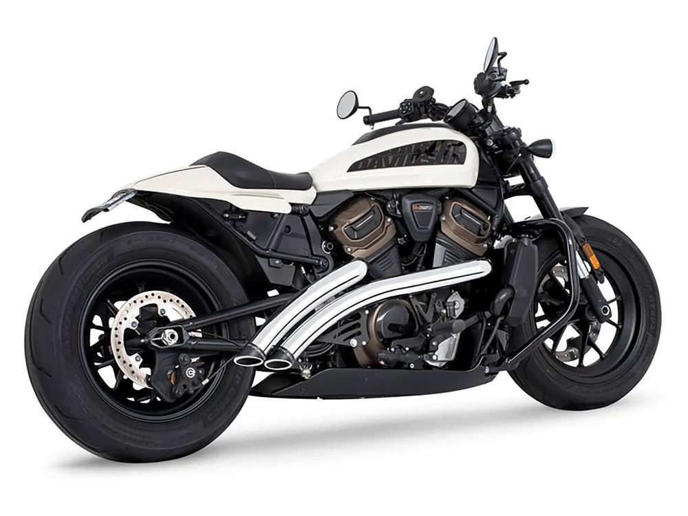 Radical Radius Exhaust - Chrome with Black End Caps. Fits Sportster S 2021-2023 FREEDOM PERFORMANCE EXHAUST - Image 2