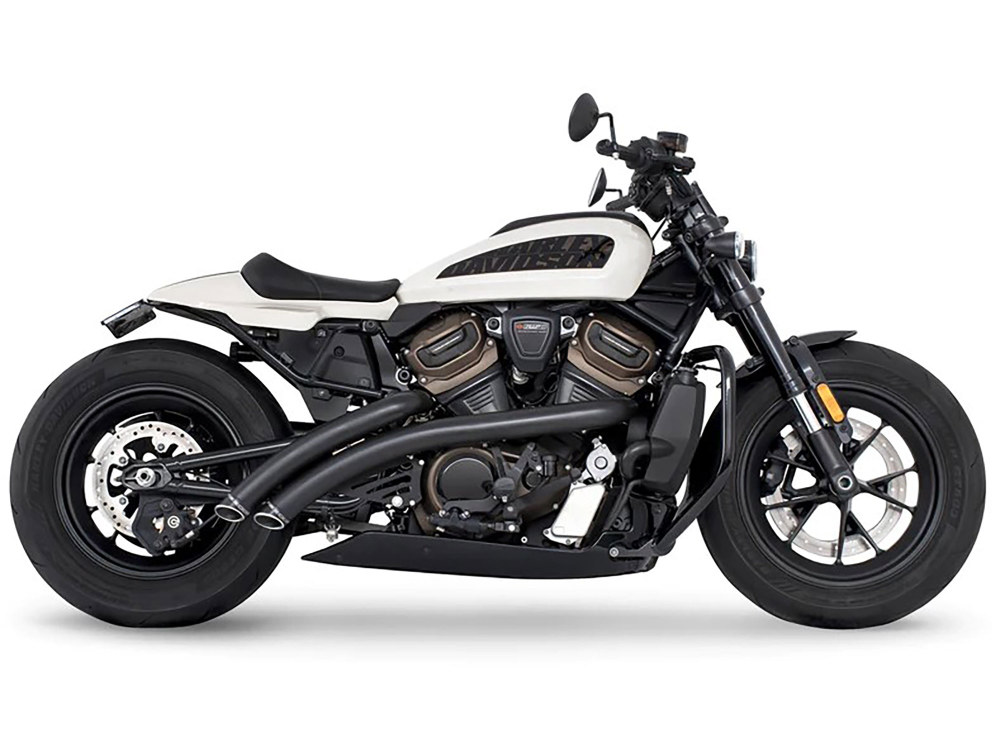 Radical Radius Exhaust - Black with Black End Caps. Fits Sportster S 2021-2023 FREEDOM PERFORMANCE EXHAUST