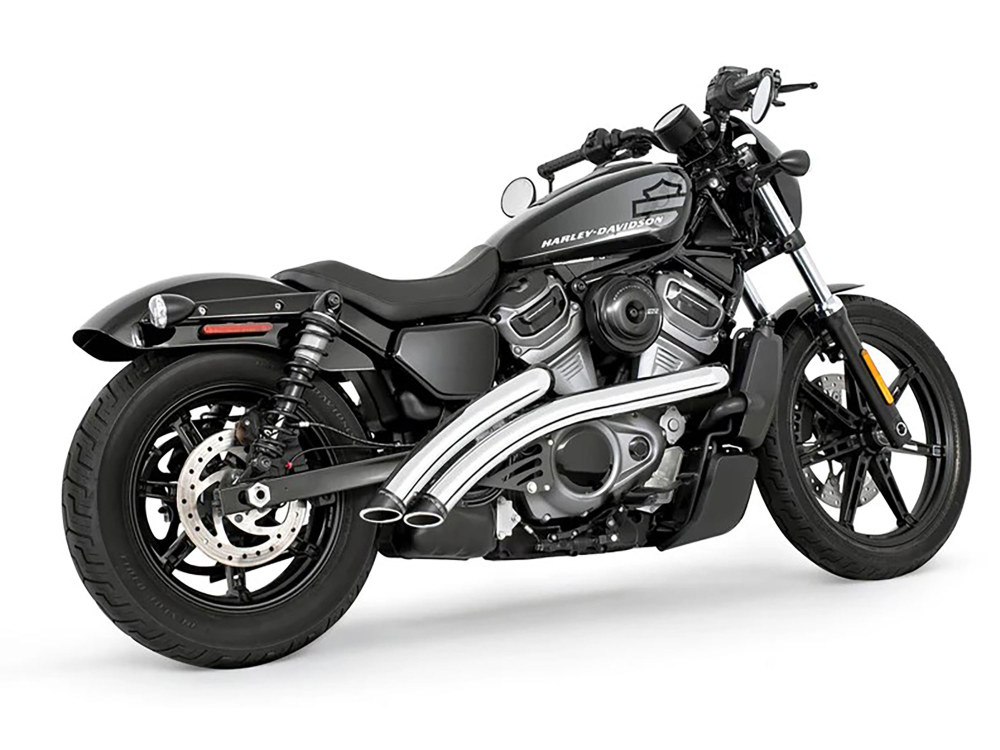 Radical Radius Exhaust - Chrome with Black End Caps. Fits Nightster 975 2022up. FREEDOM PERFORMANCE EXHAUST - Image 2