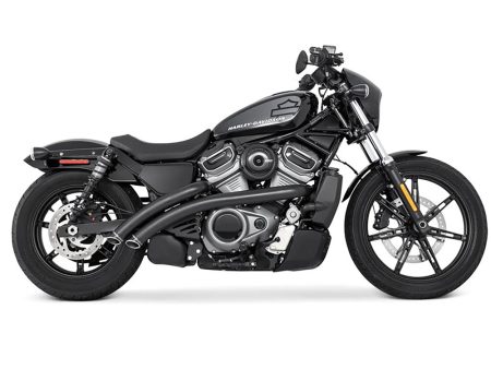 Radical Radius Exhaust - Black with Black End Caps. Fits Nightster 975 2022up. FREEDOM PERFORMANCE EXHAUST
