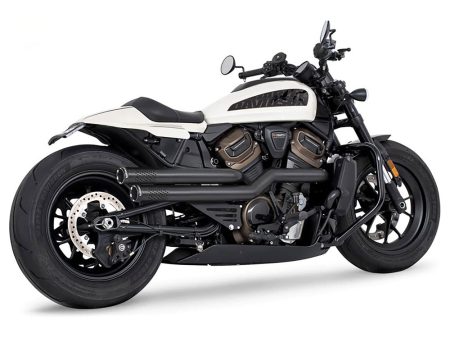 Independence Perforated High Exhaust - Black with Black End Caps. Fits Sportster S 2021-2023 FREEDOM PERFORMANCE EXHAUST