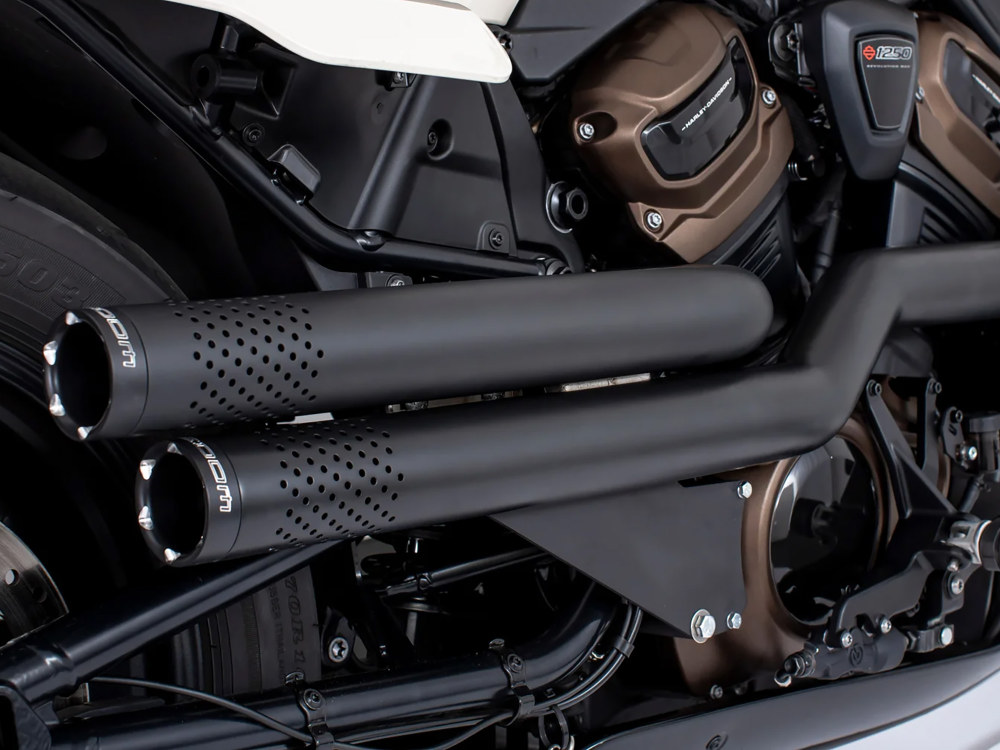 Independence Perforated High Exhaust - Black with Black End Caps. Fits Sportster S 2021-2023 FREEDOM PERFORMANCE EXHAUST - Image 2