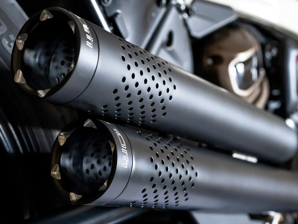 Independence Perforated High Exhaust - Black with Black End Caps. Fits Sportster S 2021-2023 FREEDOM PERFORMANCE EXHAUST - Image 3