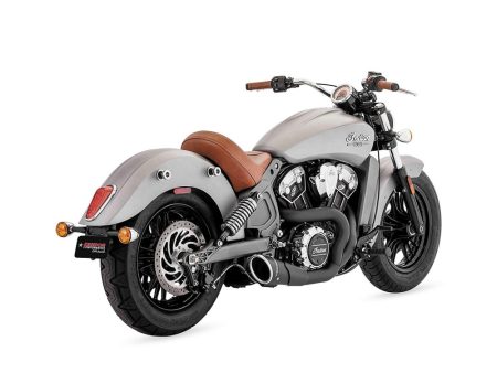 Combat 2-into-1 Exhaust - Black with Black End Cap. Fits Indian Scout 2015-2024 FREEDOM PERFORMANCE EXHAUST