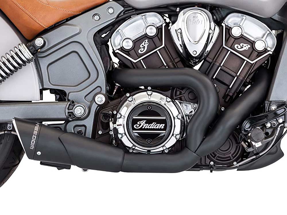 Combat 2-into-1 Exhaust - Black with Black End Cap. Fits Indian Scout 2015-2024 FREEDOM PERFORMANCE EXHAUST - Image 2