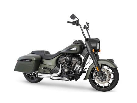 Turnout 2-into-1 Exhaust - Chrome with Black End Cap. Fits Indian Big Twin 2014up with Hard Saddle Bags. FREEDOM PERFORMANCE EXHAUST