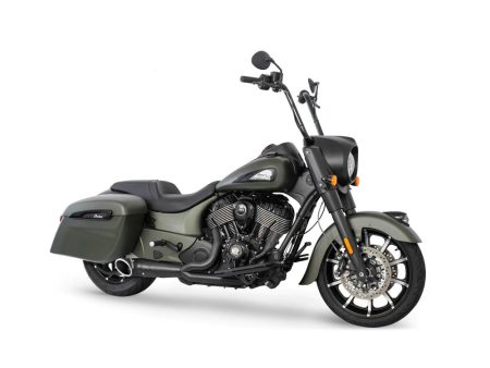 Turnout 2-into-1 Exhaust - Black with Black End Cap. Fits Indian Big Twin 2014up with Hard Saddle Bags. FREEDOM PERFORMANCE EXHAUST