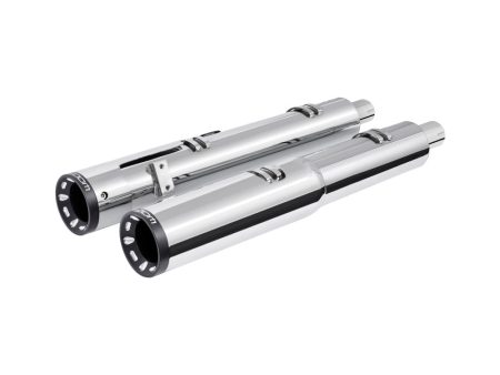 4.5in. Slip-On Mufflers - Chrome with Sculpted Straight End Caps. Fits Indian Big Twin 2014up with Hard Saddle Bags. FREEDOM PERFORMANCE EXHAUST