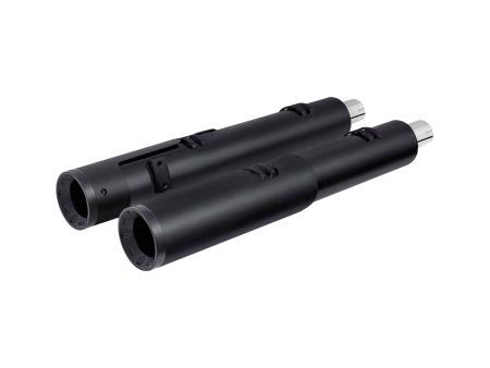 4.5in. Slip-On Mufflers - Black with Black Straight End Caps. Fits Indian Big Twin 2014up with Hard Saddle Bags. FREEDOM PERFORMANCE EXHAUST